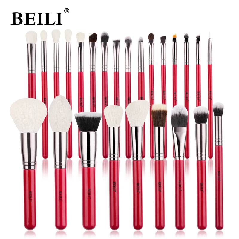 BEILI Red Eye Makeup Brushes Sets Professional Natural Hair Eyeshadow Foundation Powder Blush Eyeshadow Brush Kit Comestics Tool Buyfinity
