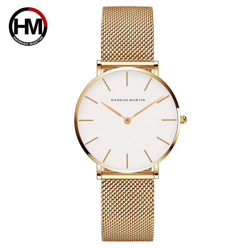 Top Brand Women Stainless Steel Mesh Belt Ultra-thin Rose Gold Dial Japanese Quartz Movement 36mm Minimalist Women Wrist Watches Buyfinity