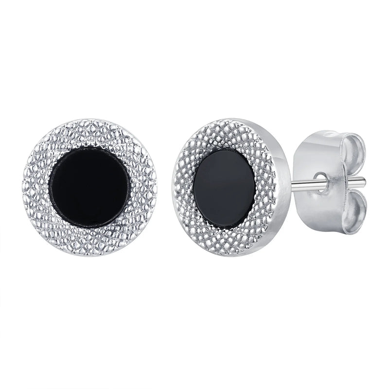 Vnox Black Small Round Acrylic Mens Boys Stud Earrings, Anti Allergy Stainless Steel Piercing Earrings Women Simple Tiny Brincos Buyfinity