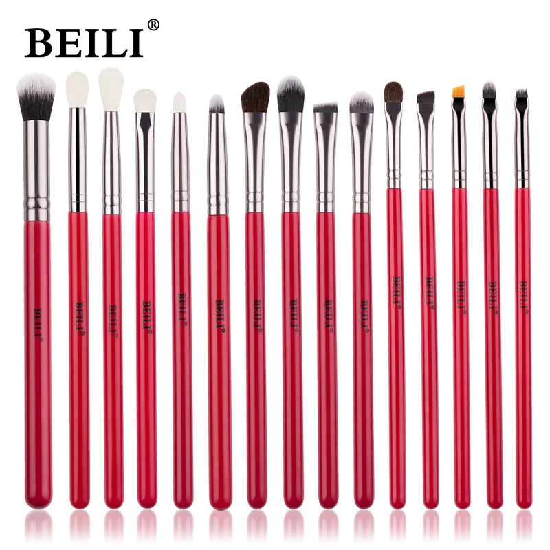 BEILI Red Eye Makeup Brushes Sets Professional Natural Hair Eyeshadow Foundation Powder Blush Eyeshadow Brush Kit Comestics Tool Buyfinity