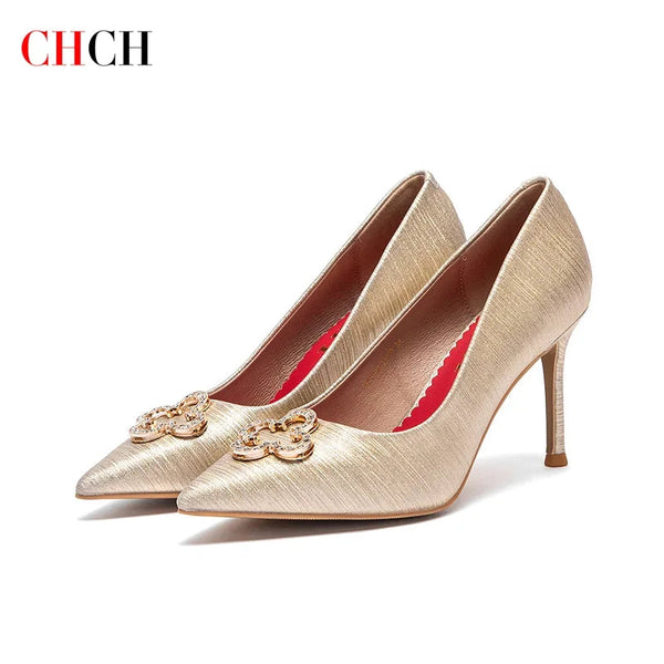 Heels CHCH Women's New High Quality Glitter Evening Shoes Women's Party Wedding Shoes 9cm Buyfinity