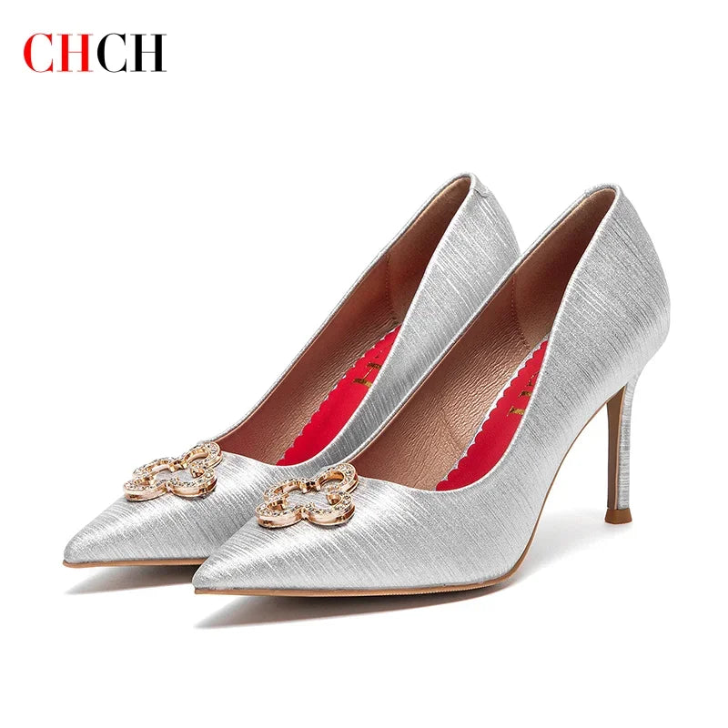 Heels CHCH Women's New High Quality Glitter Evening Shoes Women's Party Wedding Shoes 9cm Buyfinity