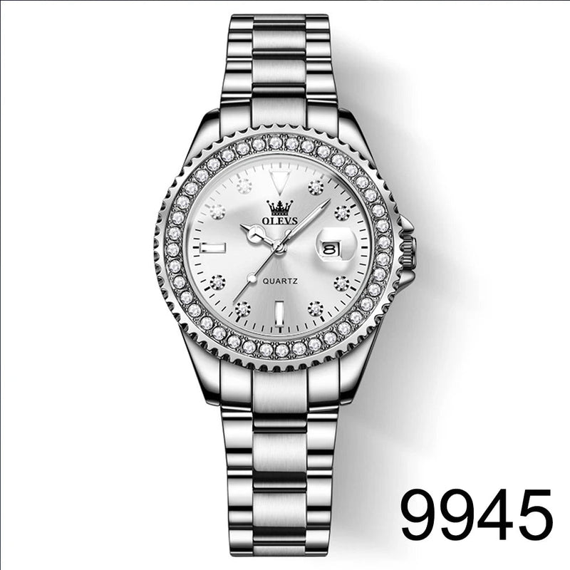 OLEVS Original Diamond Dial Quartz Watch for Women Fashion Elegant Ladies Watches Stainless Steel Waterproof Women's Wristwatch Buyfinity