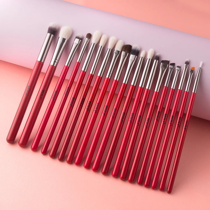 BEILI Red Eye Makeup Brushes Sets Professional Natural Hair Eyeshadow Foundation Powder Blush Eyeshadow Brush Kit Comestics Tool Buyfinity