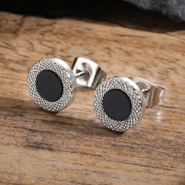 Vnox Black Small Round Acrylic Mens Boys Stud Earrings, Anti Allergy Stainless Steel Piercing Earrings Women Simple Tiny Brincos Buyfinity