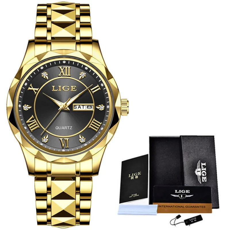 LIGE Casual Sport Watch Ladies Top Luxury All Steel Waterproof Quartz Watches For Women Fashion Gold Watch Women Montres Femmes Buyfinity