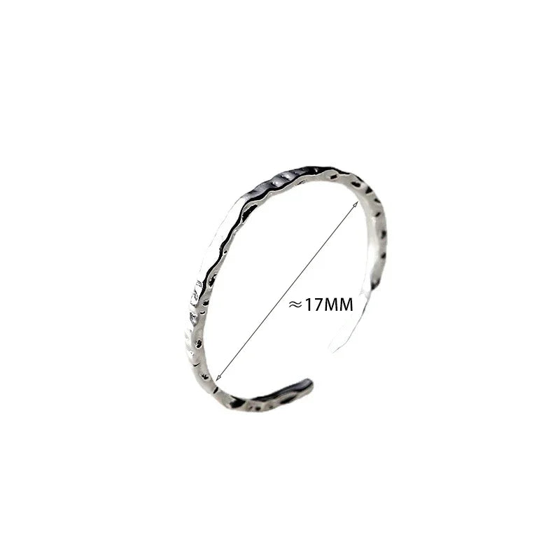 Real 925 Sterling Silver Minimalist Geometric Round Rings for Women Trendy Fine Jewelry Opening Irregular Accessories Buyfinity