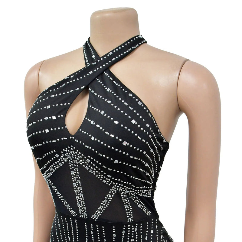 Sparkly Diamonds Elegant Dress Women For Wedding Party Cocktail Prom Dress Rhinestone Sheer Mesh Sexy Formal Evening Dresses Buyfinity