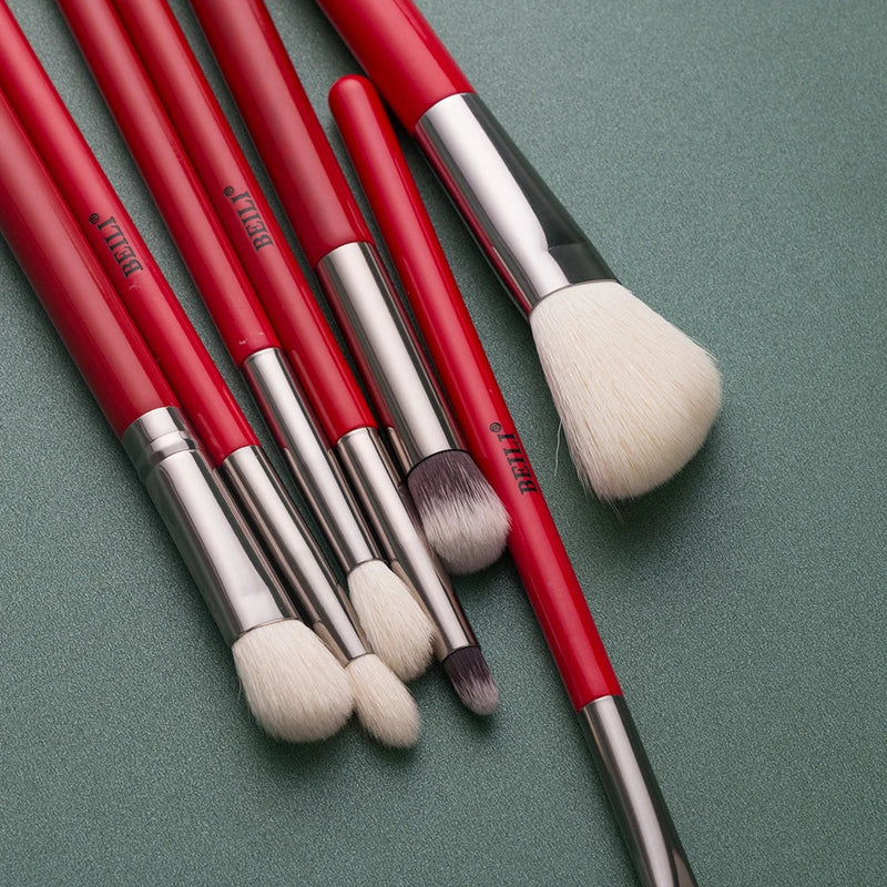 BEILI Red Eye Makeup Brushes Sets Professional Natural Hair Eyeshadow Foundation Powder Blush Eyeshadow Brush Kit Comestics Tool Buyfinity