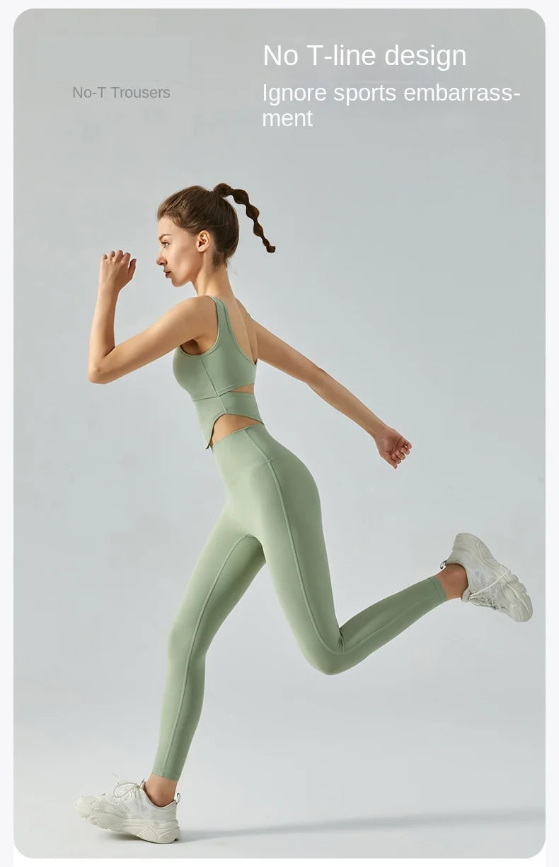 Yoga pants with no awkward lines, tight fitting, high elasticity, high strength, naked sensation, quick drying, fitness training Buyfinity