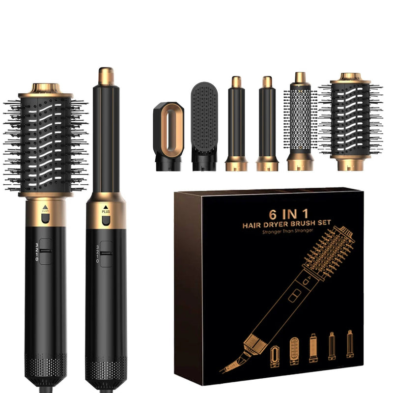 6 in 1 Hair Dryer Brush Detachable Airflow Comb Curler Straightening Brush Heat Control Styler for Smooth Hair Buyfinity