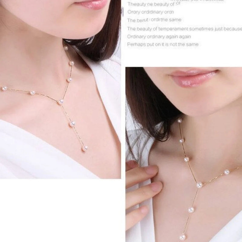 A Fashionable, Sweet, Elegant Pearl, Simple and Refined Necklace, Earrings and Bracelet Set Buyfinity