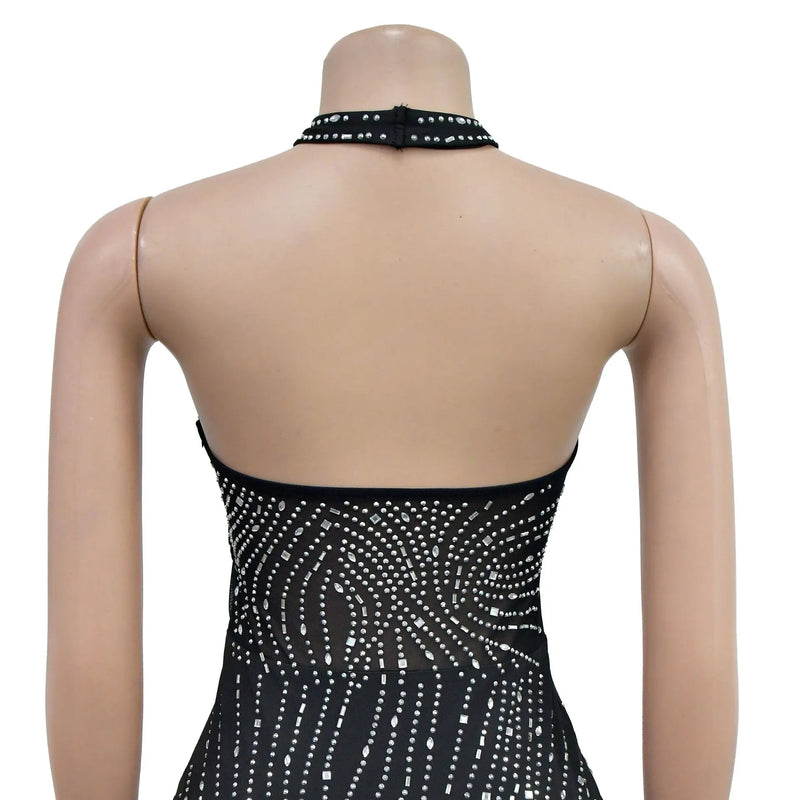 Sparkly Diamonds Elegant Dress Women For Wedding Party Cocktail Prom Dress Rhinestone Sheer Mesh Sexy Formal Evening Dresses Buyfinity