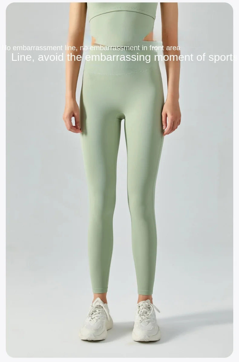Yoga pants with no awkward lines, tight fitting, high elasticity, high strength, naked sensation, quick drying, fitness training Buyfinity