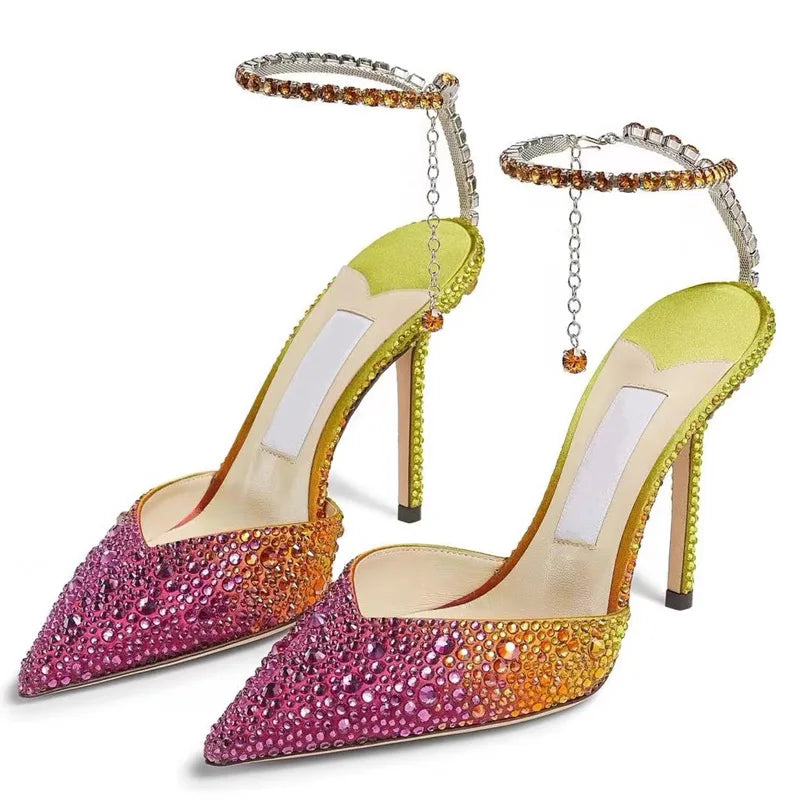Eilyken Street Style Camouflage Crystal Buckle Strap Women Pumps Sexy Thin High Heels Pointed Toe Stripper Prom Shoes Buyfinity
