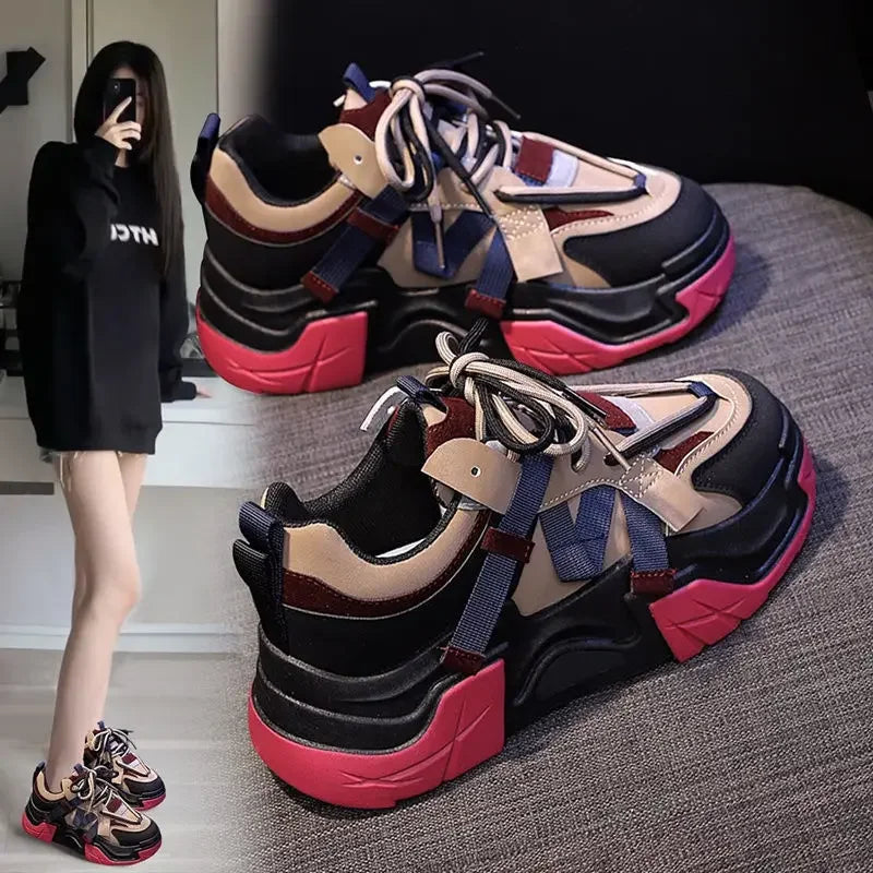 Sneakers Woman Footwear High on Platform Athletic Sports Spring Autumn Shoes for Women Trends 2024 Deals Korean New Casual Light Buyfinity