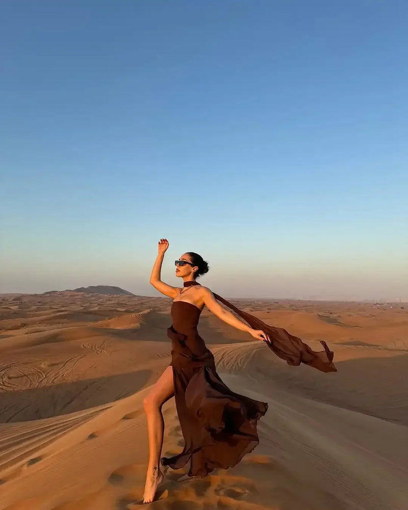 White Mesh Scarf Neck Strapless Long Dress Fashion Off Shoulder Sleeveless High Waist Slim Split Robe Lady Party Beach Gown 2025 Buyfinity