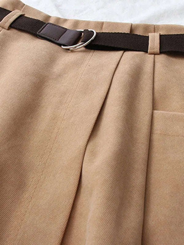Women Casual Skirts Spring Autumn Solid High Waist Irregular Pockets Midi Skirts Fashion Simple Elegant Saia Faldas Buyfinity