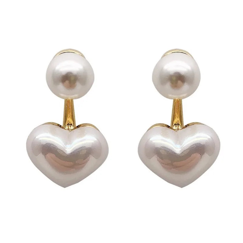 Trendy Vintage Heart Pearl Earring Women Classic White Stud Earrings Female Fashion Earrings Female Jewelry 2024 Gift Wholesale Buyfinity