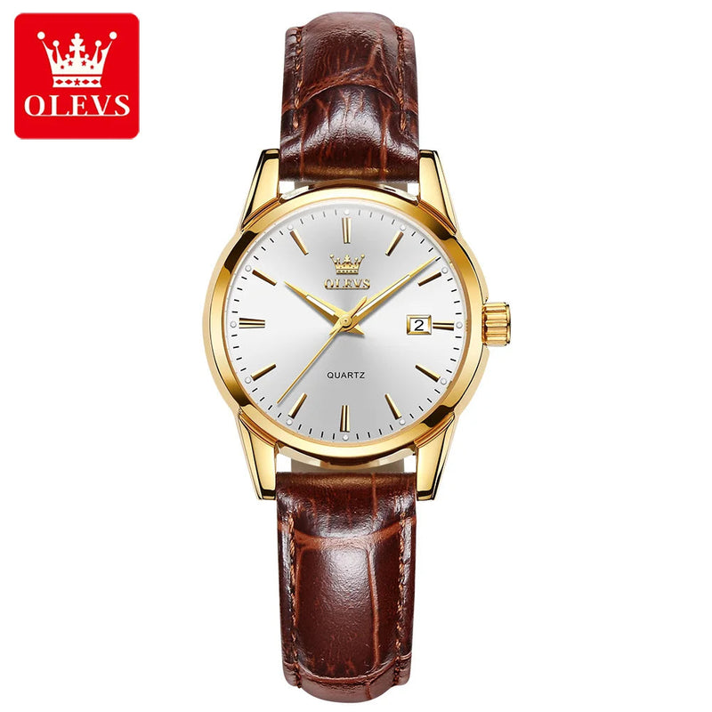 OLEVS Watch for Women Top Brand Luxury Women Quartz Wristwatches Breathable Leather Strap Waterproof Business Casual Women Watch Buyfinity