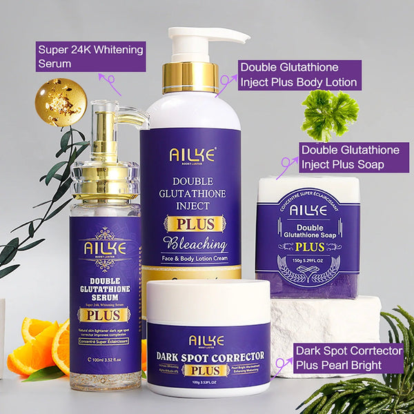 AILKE Whitening, Dark Spot & Sun Spot Removal Set, Brightening Shades, With Double Glutathione, Highly Concentrated Skin Care Buyfinity