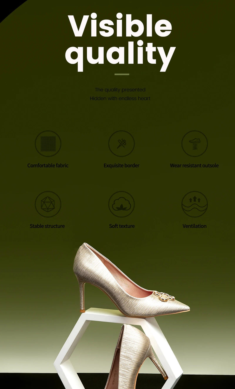 Heels CHCH Women's New High Quality Glitter Evening Shoes Women's Party Wedding Shoes 9cm Buyfinity