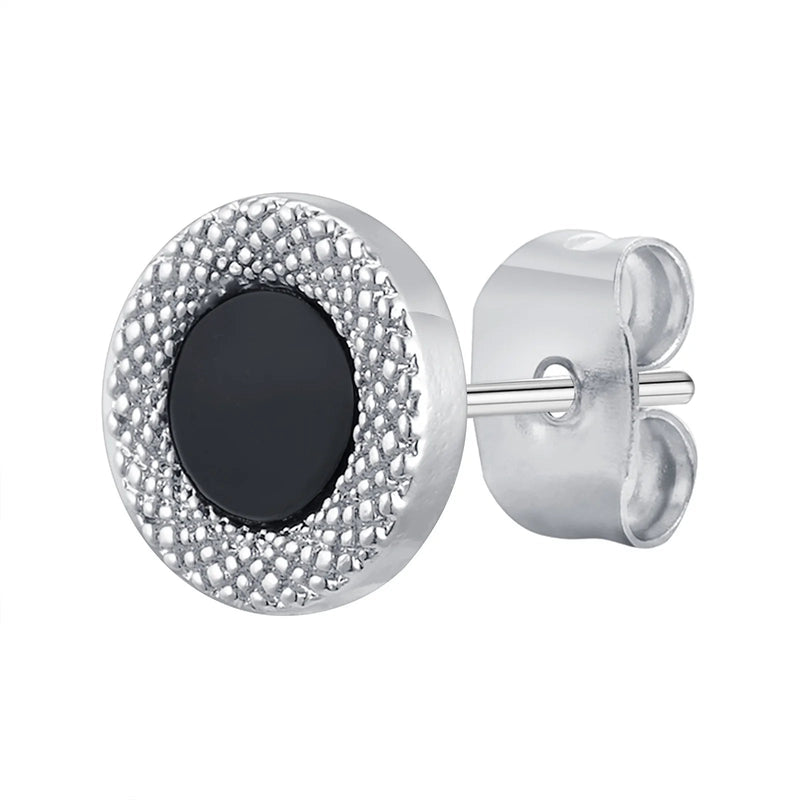 Vnox Black Small Round Acrylic Mens Boys Stud Earrings, Anti Allergy Stainless Steel Piercing Earrings Women Simple Tiny Brincos Buyfinity