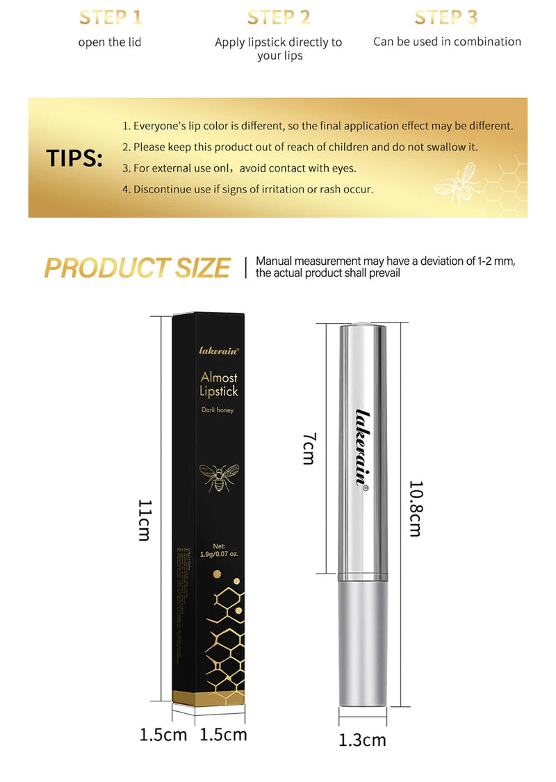 Black Honey Lipstick Long Lasting Moisturizing Natural Lip Plumper Makeup Lip Plumping Gloss Cosmetics Exfoliating for Lip Buyfinity