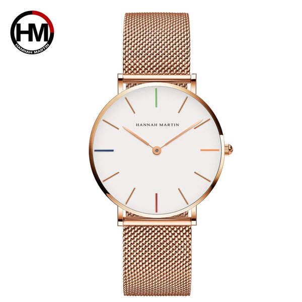 Top Brand Women Stainless Steel Mesh Belt Ultra-thin Rose Gold Dial Japanese Quartz Movement 36mm Minimalist Women Wrist Watches Buyfinity