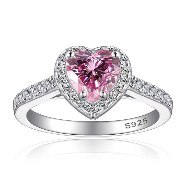 Store discount of $10 FIRERING 100% True Pink Heart Moissanite Rings 1-2ct GRA Certificate Ring Women Jewelry S925 Silver Buyfinity