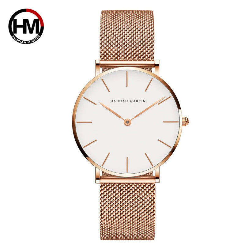 Top Brand Women Stainless Steel Mesh Belt Ultra-thin Rose Gold Dial Japanese Quartz Movement 36mm Minimalist Women Wrist Watches Buyfinity