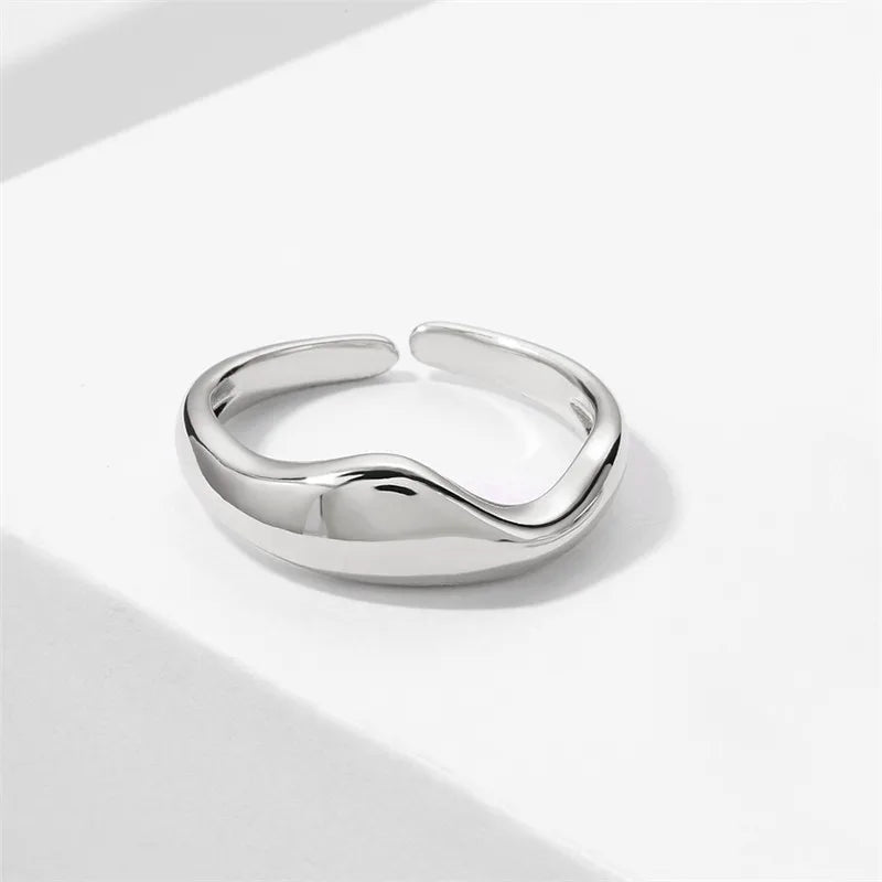 Gold Silver Color Irregular Wave Rings Trendy Simple Geometric Handmade Jewelry for Women Couple Adjustable Ring Wedding Buyfinity