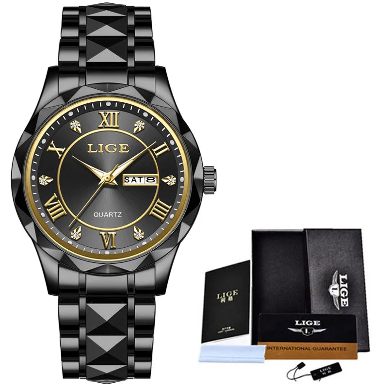 LIGE Casual Sport Watch Ladies Top Luxury All Steel Waterproof Quartz Watches For Women Fashion Gold Watch Women Montres Femmes Buyfinity