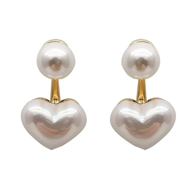 Trendy Vintage Heart Pearl Earring Women Classic White Stud Earrings Female Fashion Earrings Female Jewelry 2024 Gift Wholesale Buyfinity