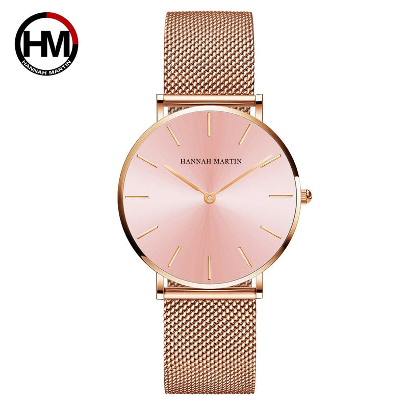 Top Brand Women Stainless Steel Mesh Belt Ultra-thin Rose Gold Dial Japanese Quartz Movement 36mm Minimalist Women Wrist Watches Buyfinity