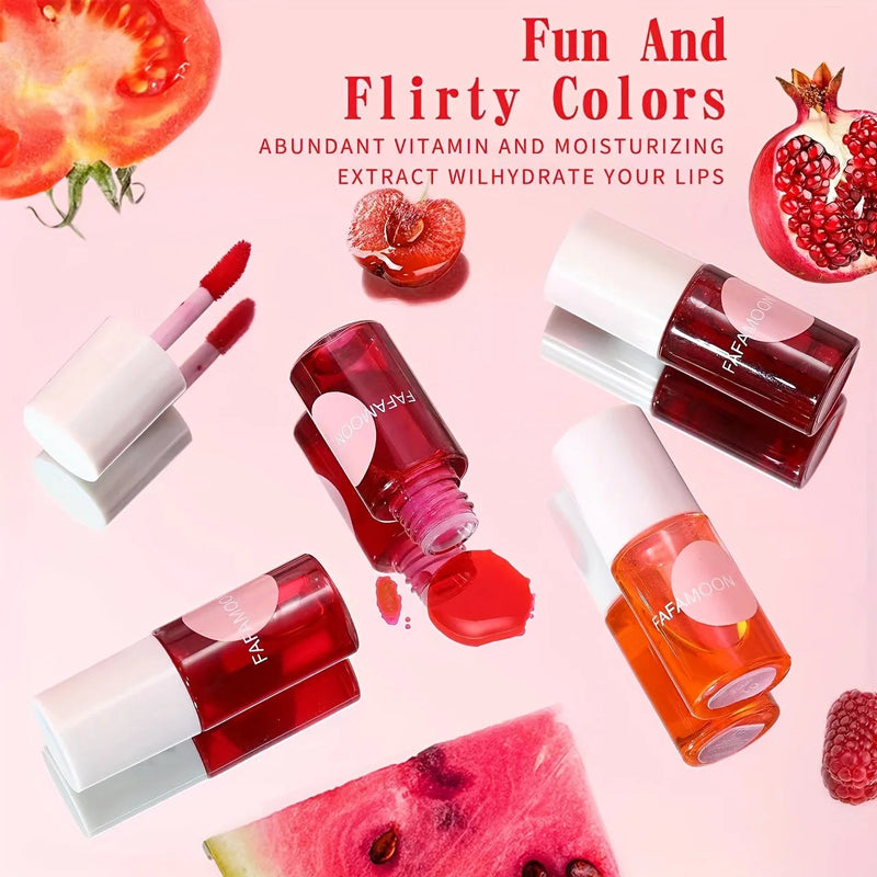 4 color Fruity Lip Tint Water Gloss Tint,Moisturizing Waterproof Liquid Lipstick, Non-Stick,High Pigment,Long-Lasting Colors Buyfinity