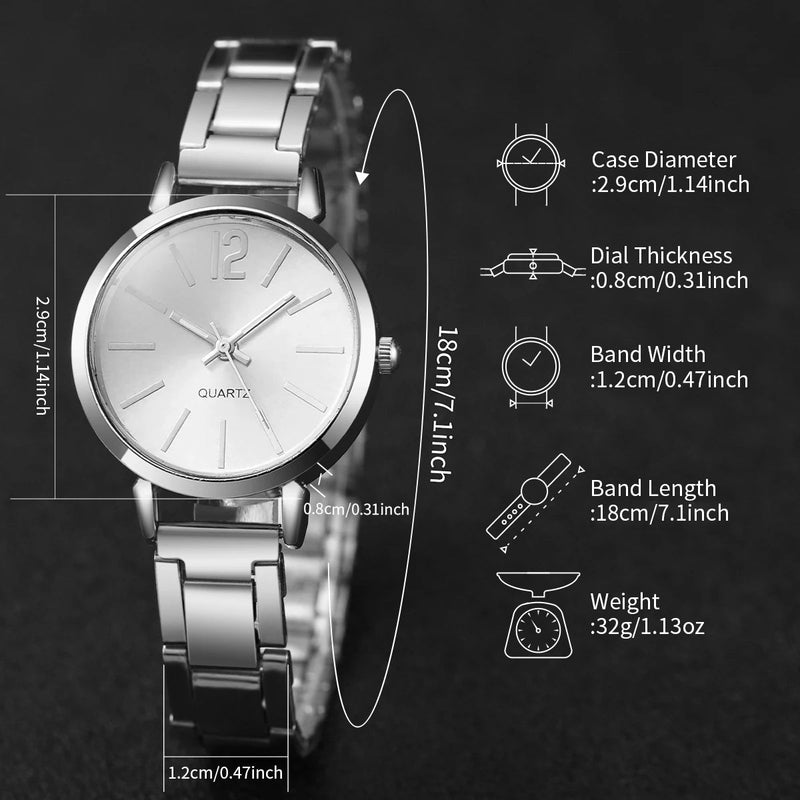 Fashion Women Elagant Watch Casual Simple Steel Strap Quartz Watch Love Bracelet 2PCs Set Temperament Wearing Style Buyfinity