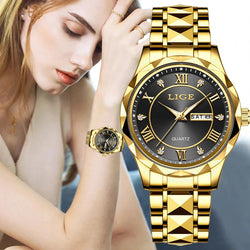 LIGE Casual Sport Watch Ladies Top Luxury All Steel Waterproof Quartz Watches For Women Fashion Gold Watch Women Montres Femmes Buyfinity