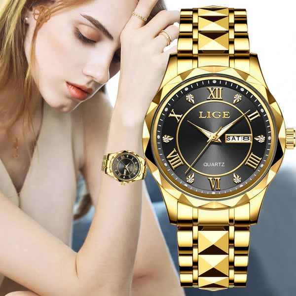 LIGE Casual Sport Watch Ladies Top Luxury All Steel Waterproof Quartz Watches For Women Fashion Gold Watch Women Montres Femmes Buyfinity
