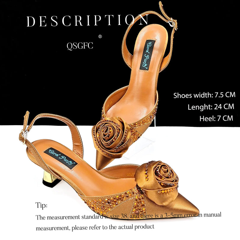 Fashionable Party Shoes and Bags Nigerian Women’s Party Suit Medium Heel Pointed Toe Women’s Shoes and Same Color Bags Buyfinity