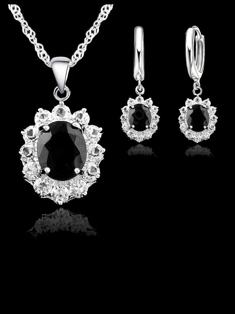 Elegant Princess Wedding Engagement Necklace Earrings  Jewelry Sets 925 Sterling Silver Color Cubic Zirconia Crystal Gifts Buyfinity