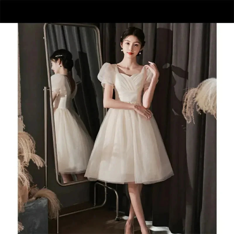 Women Summer Satin Toasting Gown Bride's High-end Feeling, Light Wedding Dress, Red One Shoulder Engagement, Thank-you Banquet Buyfinity