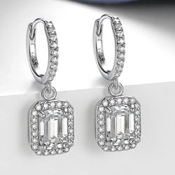 FIRERING 100% Real Emerald Cut Moissanite Downward Earrings 5x7MM GRA Certificate Passed Diamond Test Women Jewelry S925 Silver Buyfinity