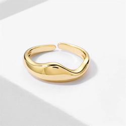 Gold Silver Color Irregular Wave Rings Trendy Simple Geometric Handmade Jewelry for Women Couple Adjustable Ring Wedding Buyfinity