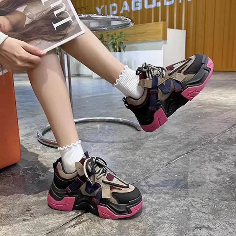 Sneakers Woman Footwear High on Platform Athletic Sports Spring Autumn Shoes for Women Trends 2024 Deals Korean New Casual Light Buyfinity
