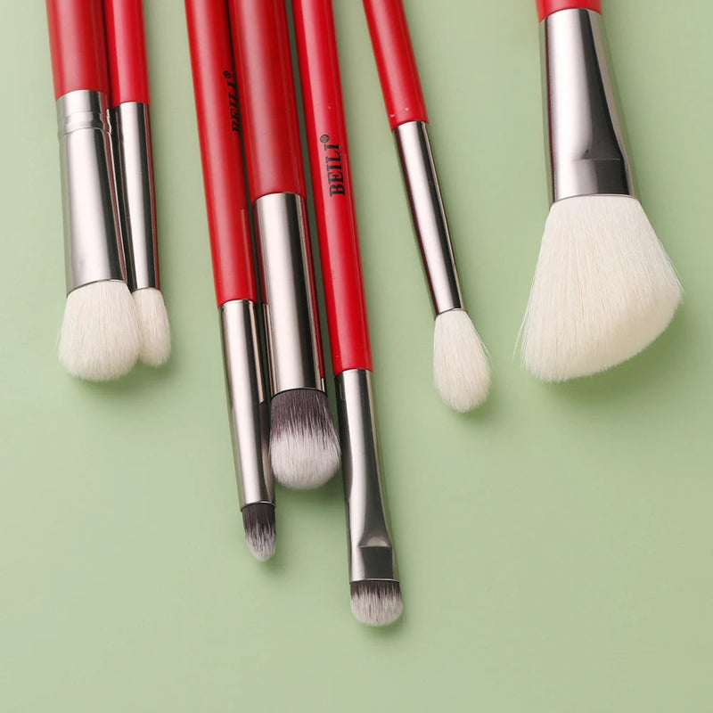 BEILI Red Eye Makeup Brushes Sets Professional Natural Hair Eyeshadow Foundation Powder Blush Eyeshadow Brush Kit Comestics Tool Buyfinity