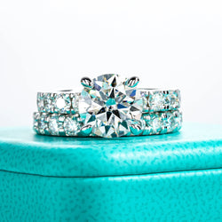AnuJewel 3.5ct Moissanite Engagement Ring Set Bridal Sets 3mm Eternity Wedding Band Silver Promise Rings Women Jewelry Wholesale Buyfinity