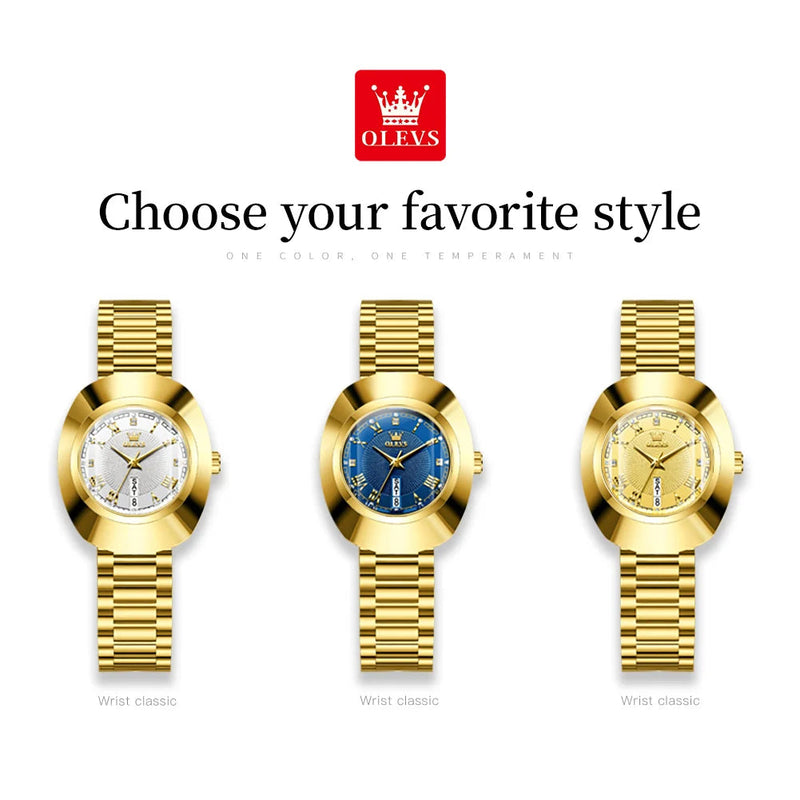 OLEVS Quartz Watch for Women Golden Tungsten steel Luxury Elegant Waterproof Calendar High Quality Watch Women's Wristwatches Buyfinity