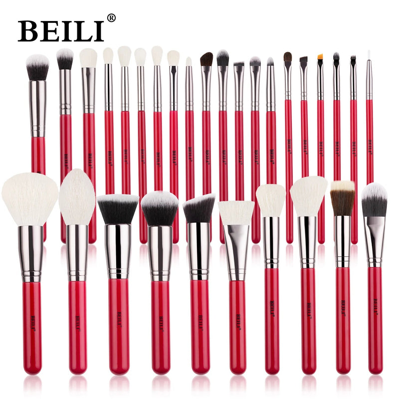 BEILI Red Eye Makeup Brushes Sets Professional Natural Hair Eyeshadow Foundation Powder Blush Eyeshadow Brush Kit Comestics Tool Buyfinity