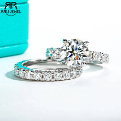 AnuJewel 3.5ct Moissanite Engagement Ring Set Bridal Sets 3mm Eternity Wedding Band Silver Promise Rings Women Jewelry Wholesale Buyfinity